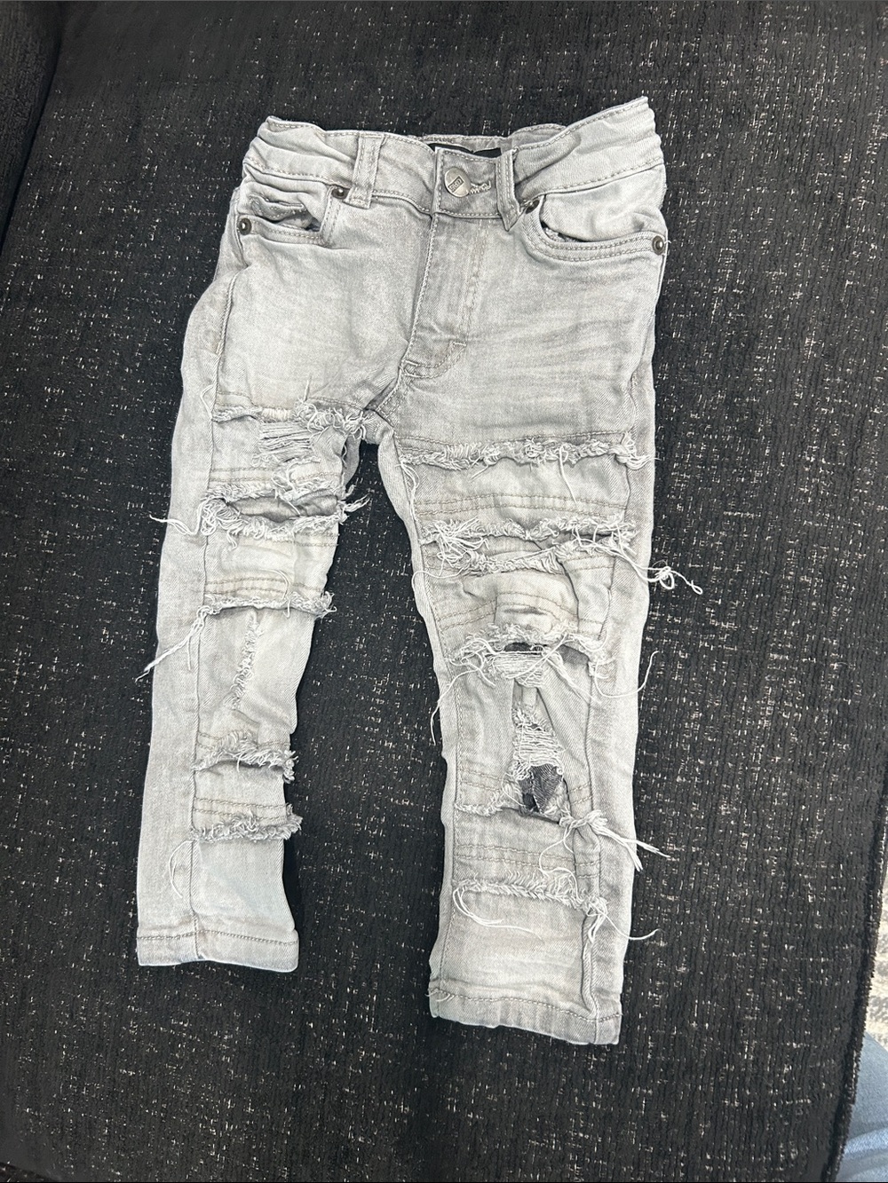 Kids Light Grey Distressed Ripped Jeans